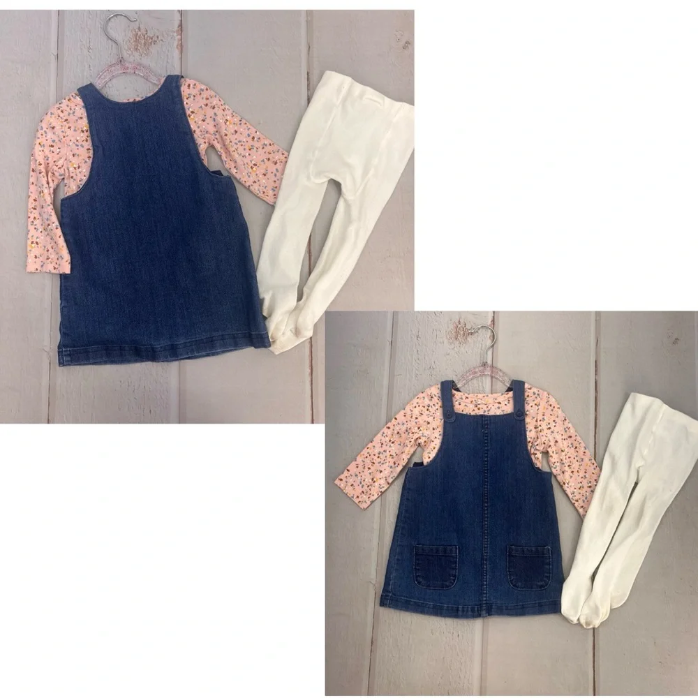 Baby 3-Piece Tee &‎ Chambray Jumper Set SIZE 18M
